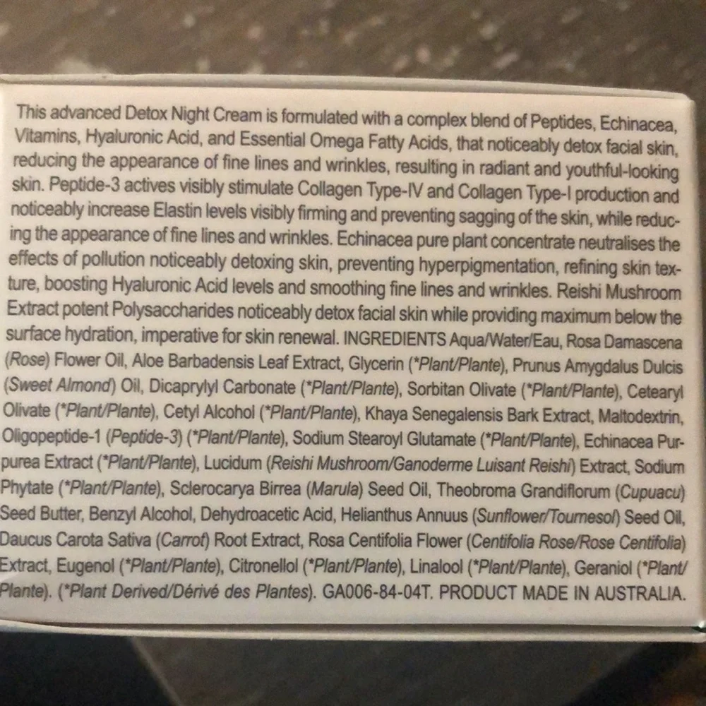 NEW Grown Alchemist - Detox Night Cream Peptide-3 Echinacea Reishi Extract NIB